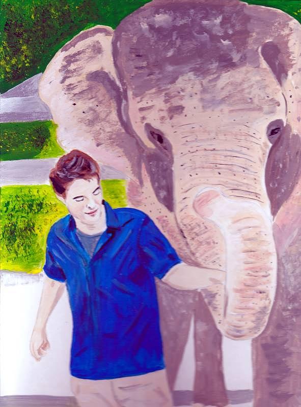 Robert Pattinson with Tai Painting by Audrey Pollitt