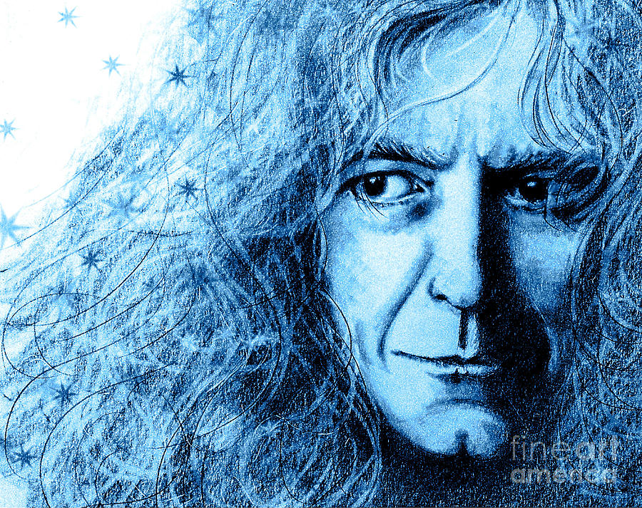 Robert Plant Blue Drawing by Bella Apollonia