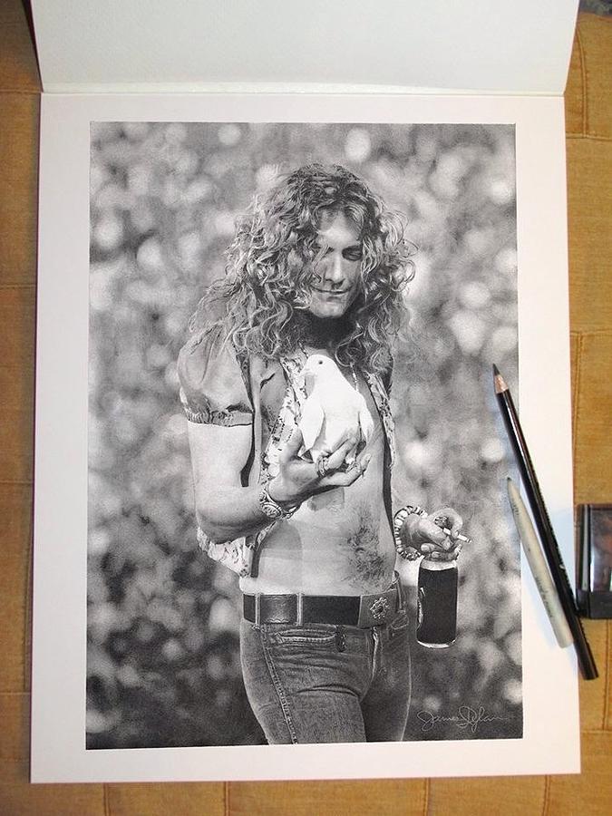 Robert Plant Drawing - Robert Plant by James Dylan