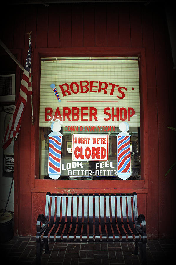 Vintage Photograph - Roberts Barber Shop by Laurie Perry