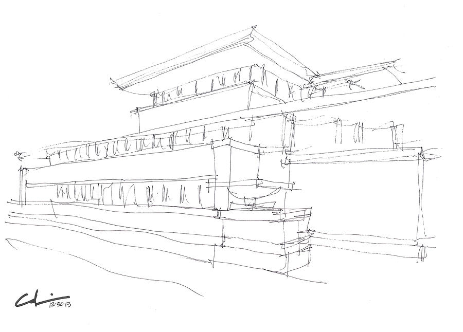 Robie House Sketch Drawing by Calvin Durham