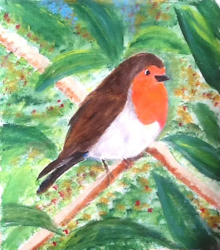 Robin Painting by Audrey Pollitt