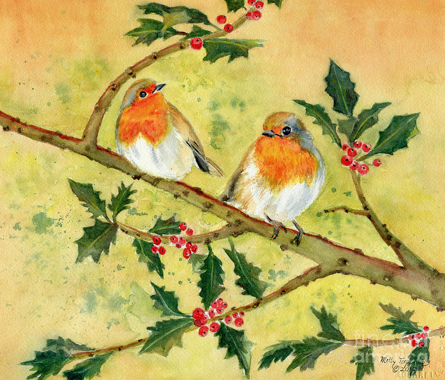 Robin Couple Painting by Melly Terpening