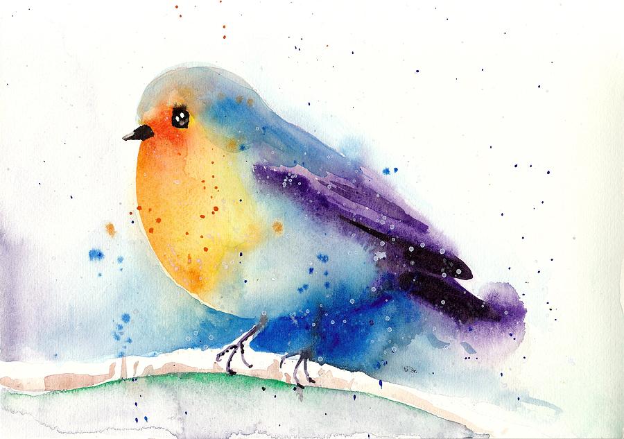 Robin in Snow Art Print Painting by Tiberiu Soos