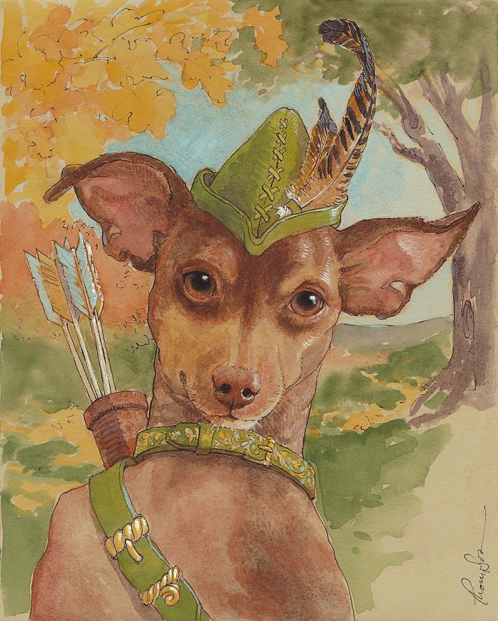 Dog Painting - Robin of Dogwood Forest by Tracie Thompson
