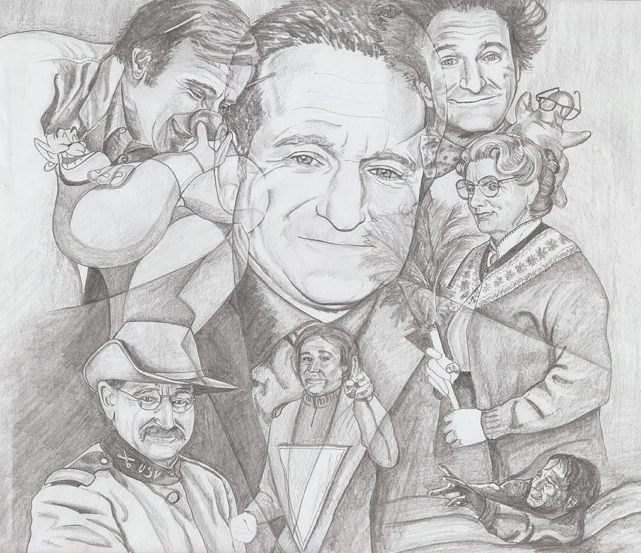 Robin Williams Drawing - Robin Williams A Lifetime of Laughter by Beverly Marshall