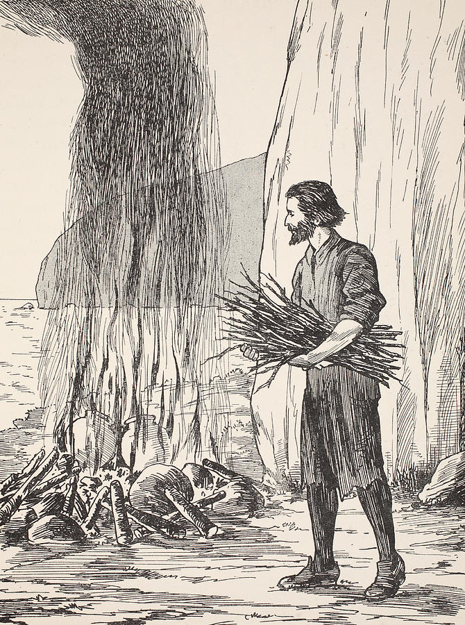 Robinson Crusoe cooking Painting by English School