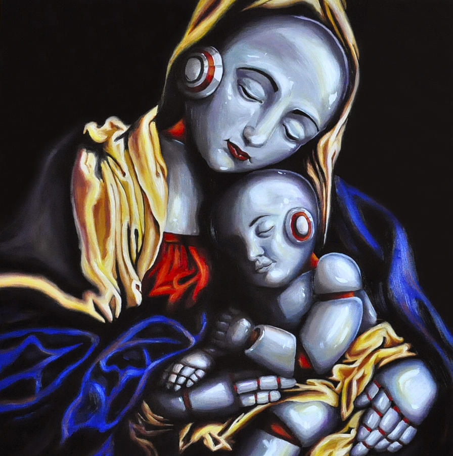 Robodonna and Child Painting by Connie Mobley Medina