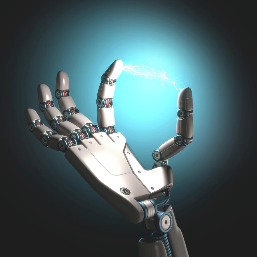 Illustration Photograph - Robot Hand With Electric Connection by Ktsdesign