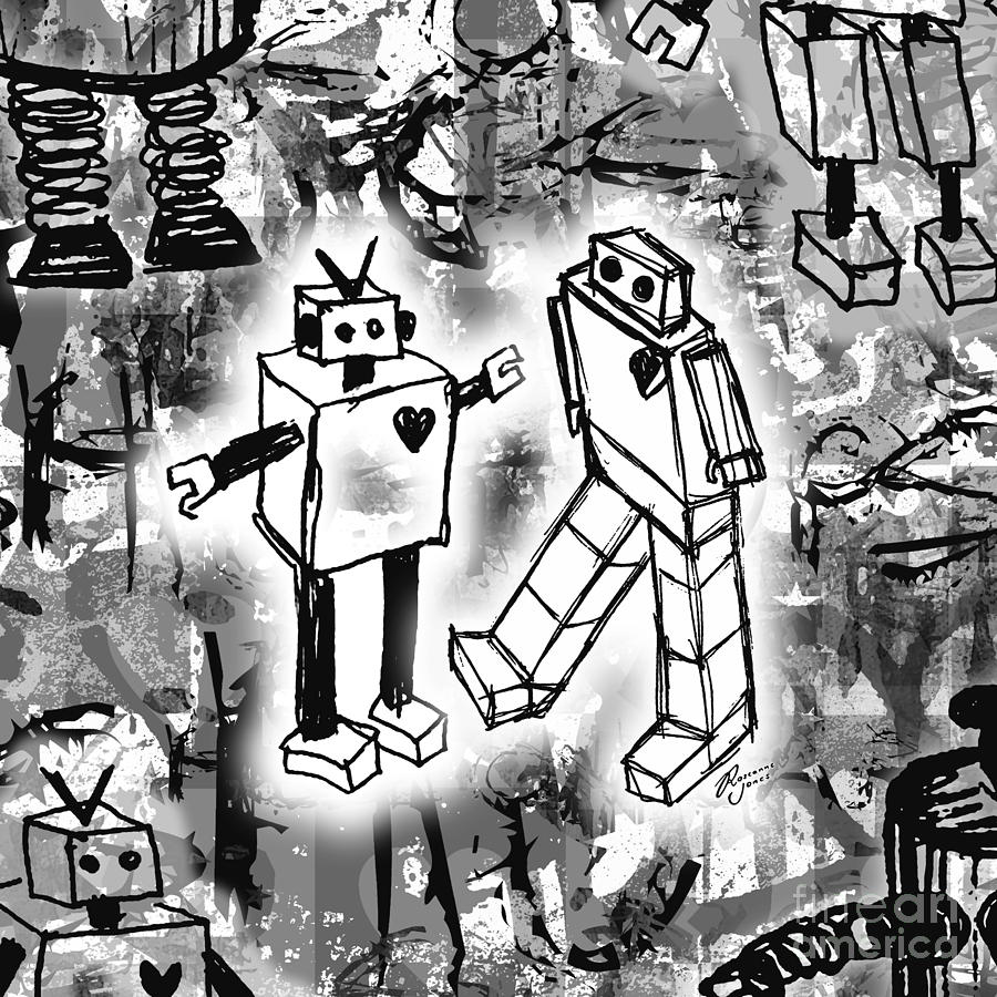 Robot Love Digital Art by Roseanne Jones