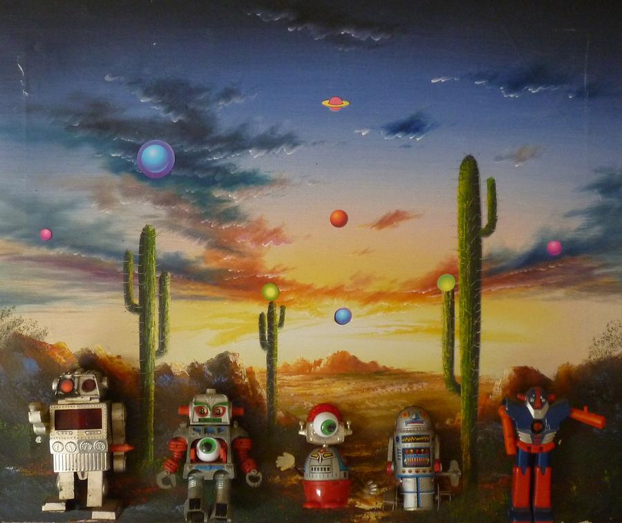 Robot Party  Mixed Media by Douglas Fromm