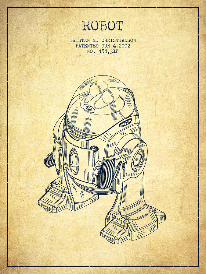 Star Wars Digital Art - Robot Patent from 2002 - Vintage by Aged Pixel