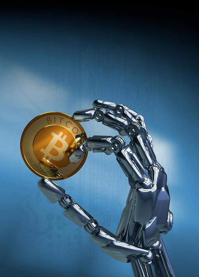 Robotic Hand Holding Bitcoin Photograph by Victor Habbick Visions/science Photo Library