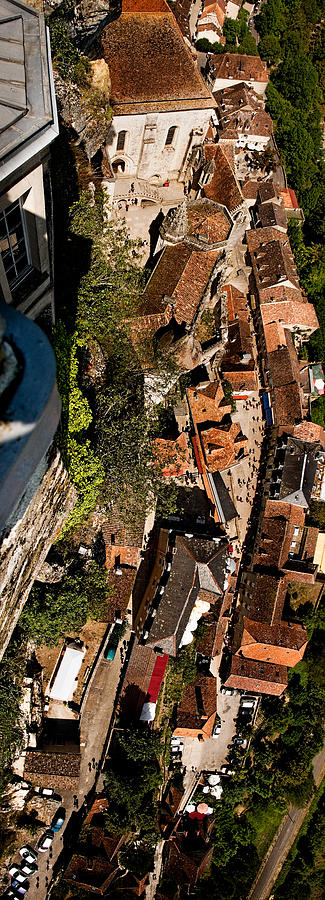 Rocamadour rooftops from the Overlook Vertical Panorama Photograph by Weston Westmoreland