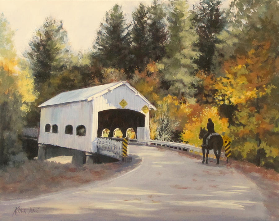 Rochester Covered Bridge Painting by Karen Ilari