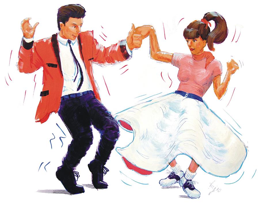 Elvis Presley Painting - Rock and Roll Dancers by Mike Jory