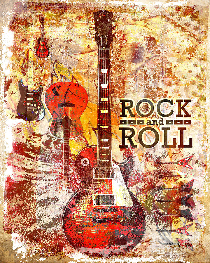 Rock And Roll Guitar Art Mixed Media by Ryan Rock Artist