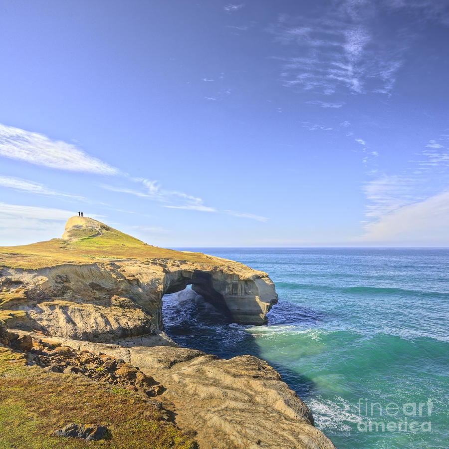 Landscape Photograph - Rock Arch at Tunnel Beach Dunedin New Zealand by Colin and Linda McKie