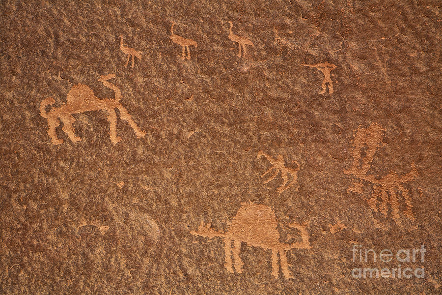 Petroglyph Photograph - Rock art at Wadi Rum in Jordan by Robert Preston