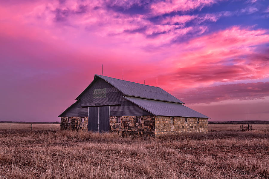 Sunset Photograph - Rock Barn by Thomas Zimmerman