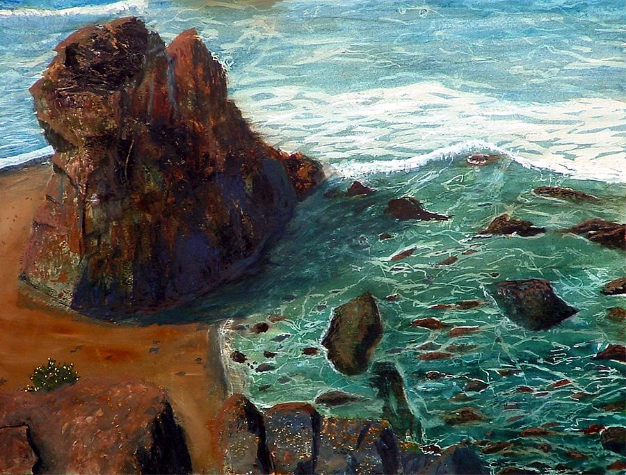 Rock Beach and Sea Painting by Chriss Pagani