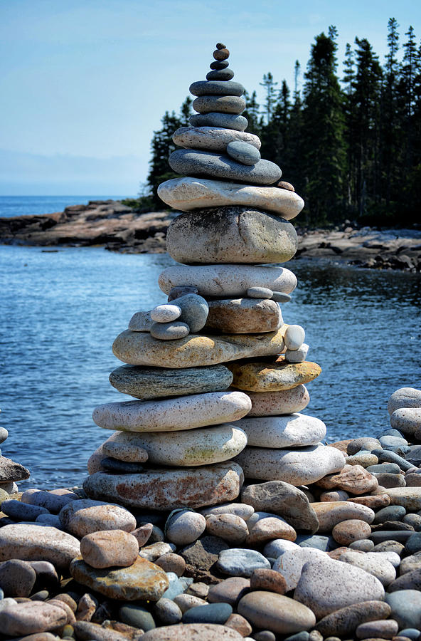 Tree Photograph - Rock Cairn at Wonderland by Quin Bond