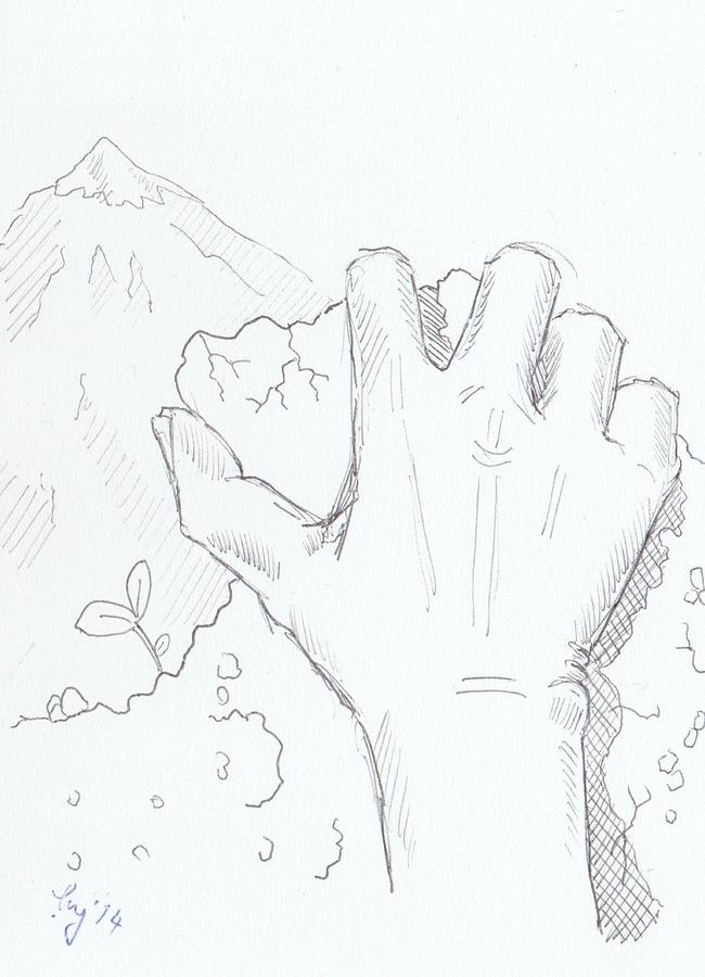 Rock climber hand Drawing by Mike Jory