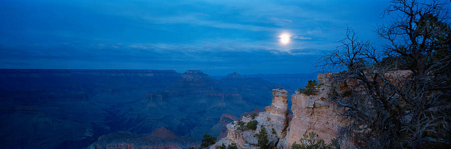 Grand Canyon National Park Photograph - Rock Formations At Night, Yaki Point by Panoramic Images
