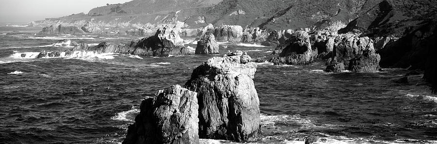 Black And White Photograph - Rock Formations On The Beach, Big Sur by Panoramic Images