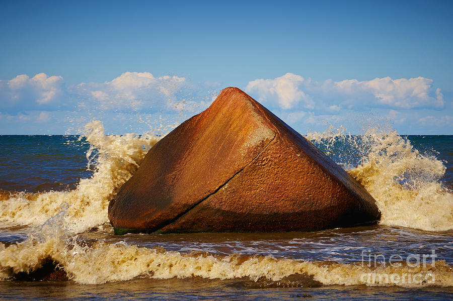 Rock in the surf  Photograph by Nick  Biemans