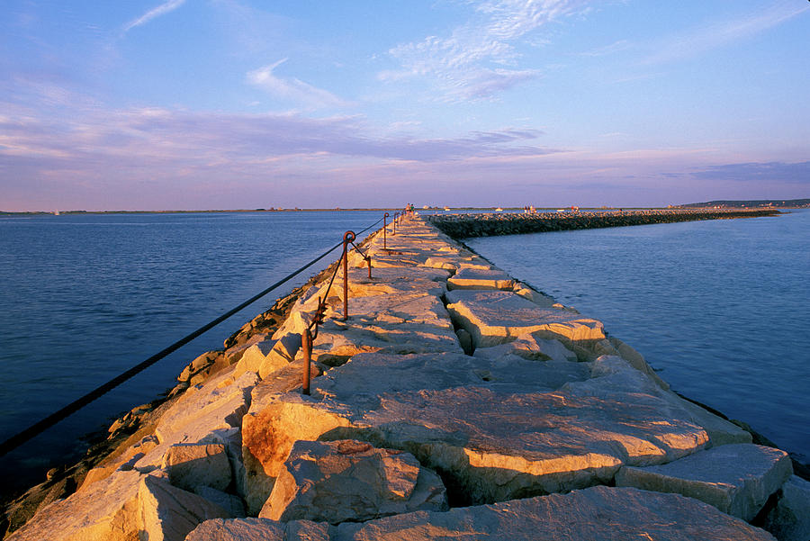 Nature Photograph - Rock Jetty, Plymouth Harbor by Peter Dennen