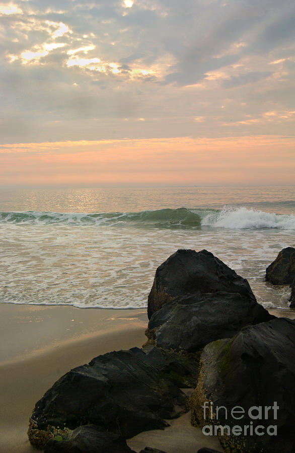 Rock Jetty Viewing an Ocean Grove Sunrise - New Jersey Photograph by Anna Lisa Yoder