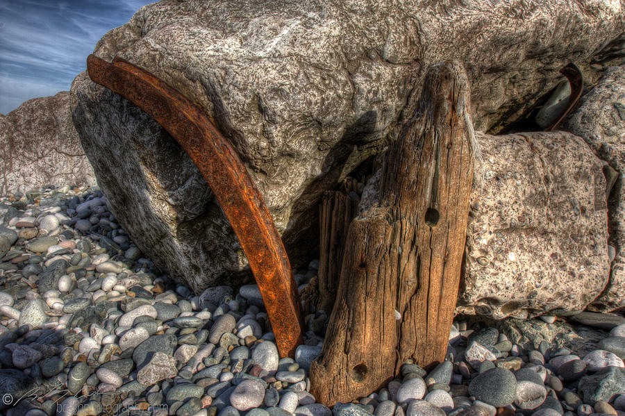 Rock Metal and Wood Photograph by B Cash
