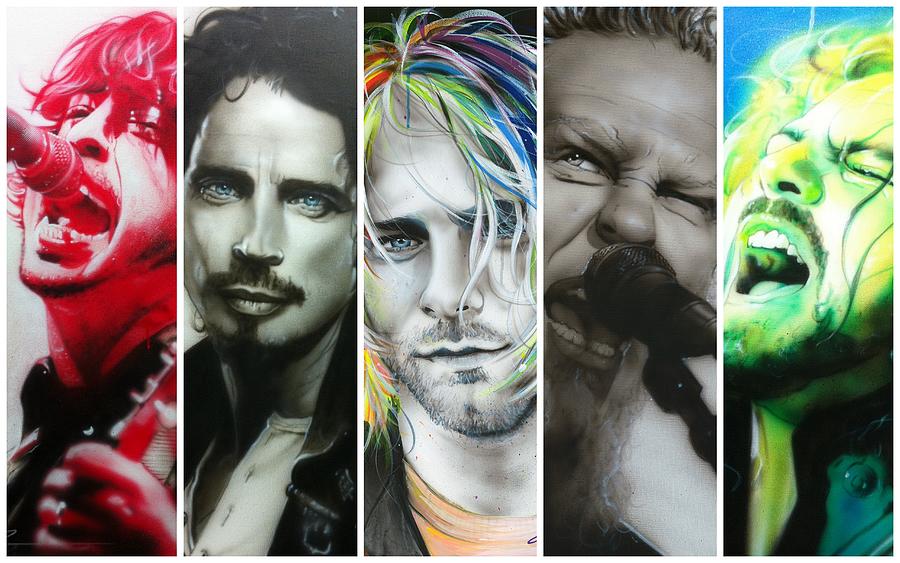 Dave Grohl Painting - Rock Montage I by Christian Chapman Art