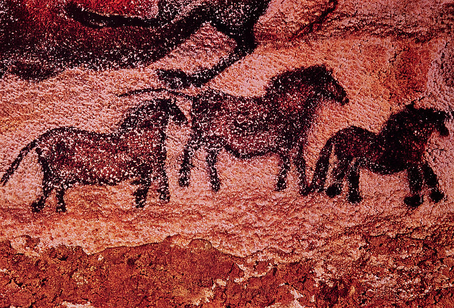 Rock Painting Of Tarpans Ponies, C.17000 Bc Cave Painting Photograph by Prehistoric