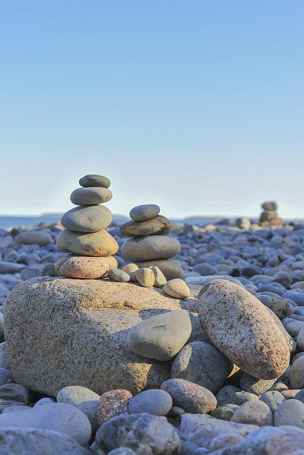 Acadia National Park Photograph - Rock Piles Zen Stones Little Hunters Beach Maine by Terry DeLuco