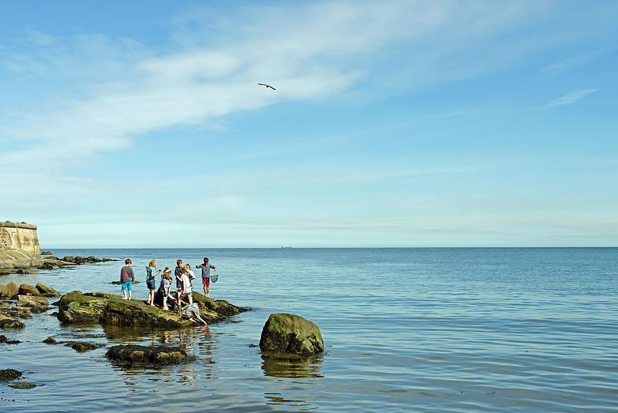 Rock Pool Fishing - Runswick Bay Photograph by Rod Johnson
