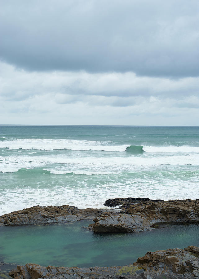 Rock Pool Overlooking Crashing Waves At Photograph by Dougal Waters ...