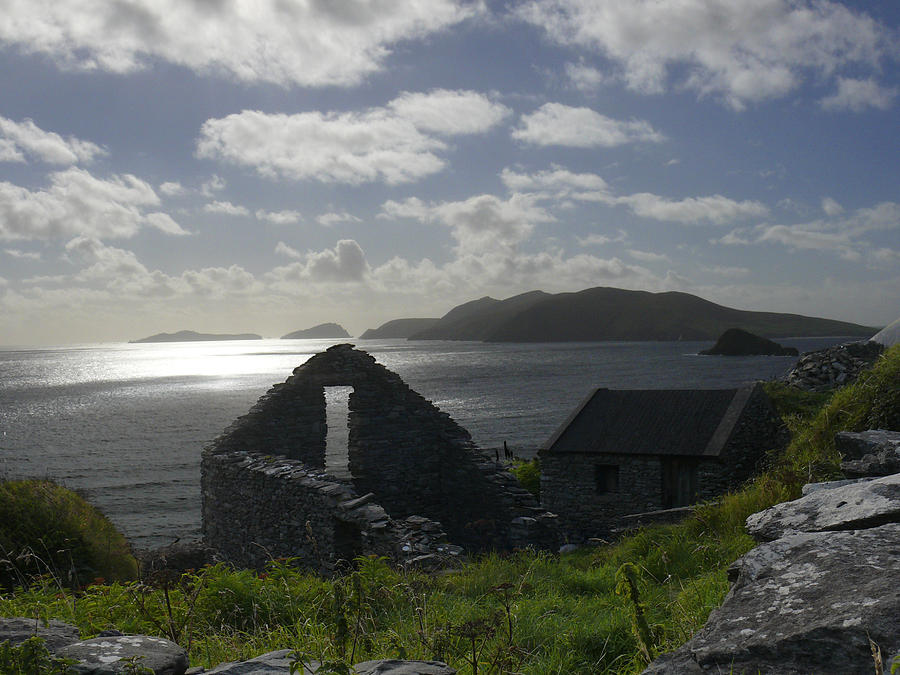 Rock Ruin by the Ocean - Ireland Photograph by Mike McGlothlen