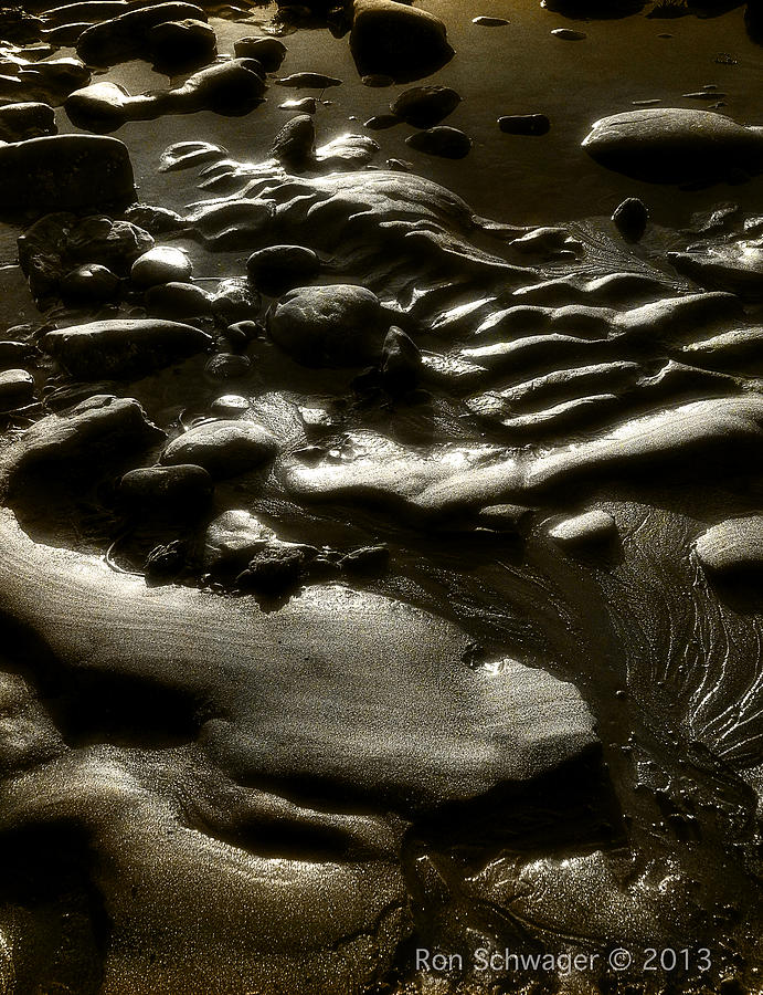 Beach Photograph - Rock Sand Water Light by Ron Schwager