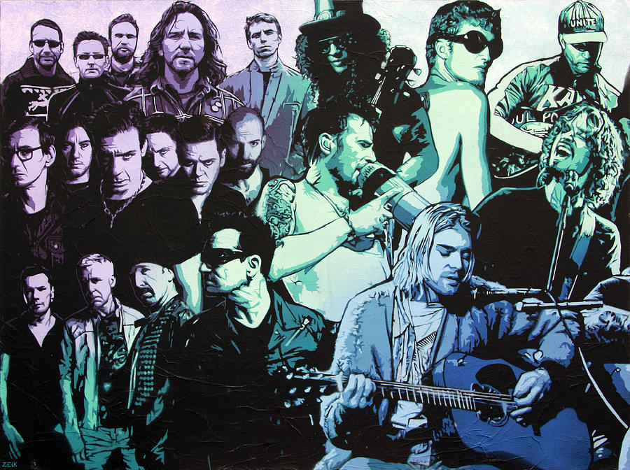 Pearl Jam Painting - Rock Triptych - Panel A by Bobby Zeik
