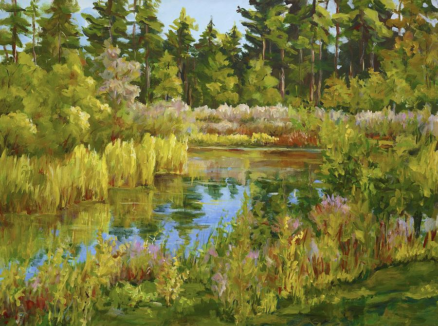 Rock Valley Pond Rockford IL Painting by Ingrid Dohm