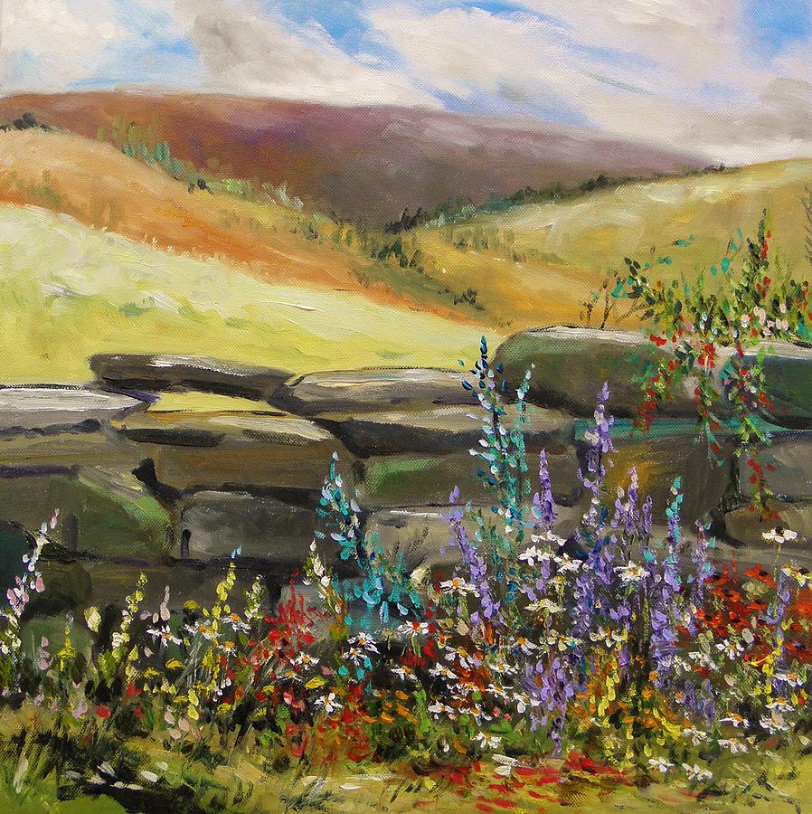 Flower Painting - Rock Wall by John Williams