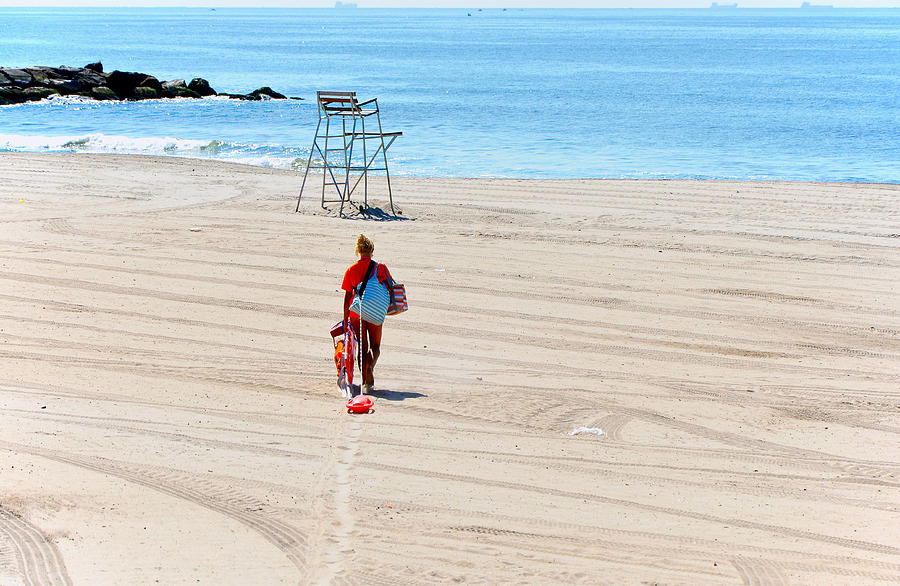 Rockaway Beach Lifeguard Starts Her Day Photograph by Maureen E Ritter