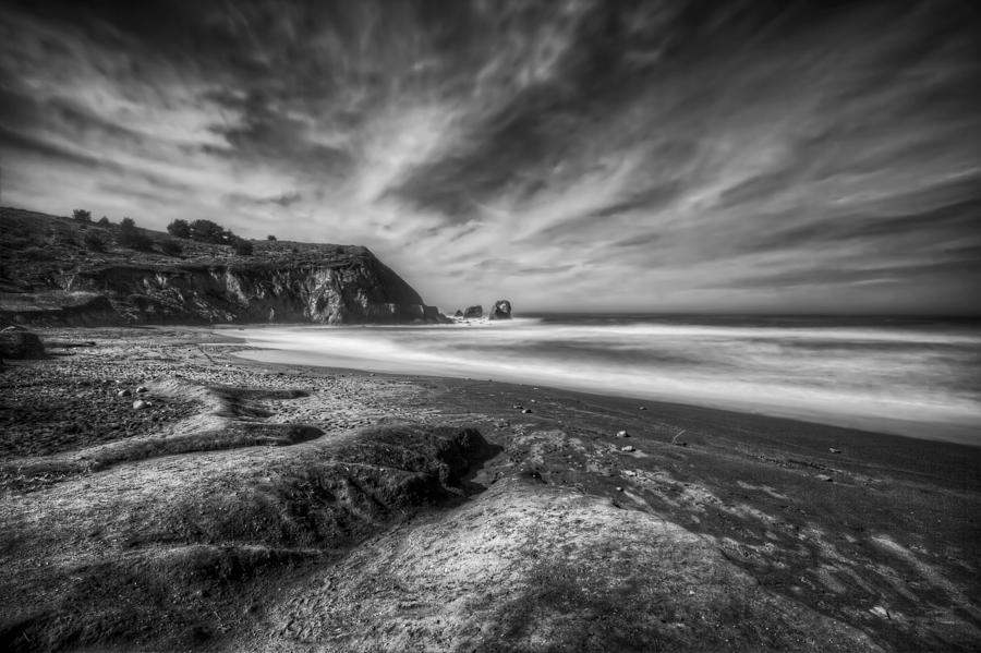 Rockaway Beach Pacifica California Black and White 2  Photograph by Jennifer Rondinelli Reilly - Fine Art Photography