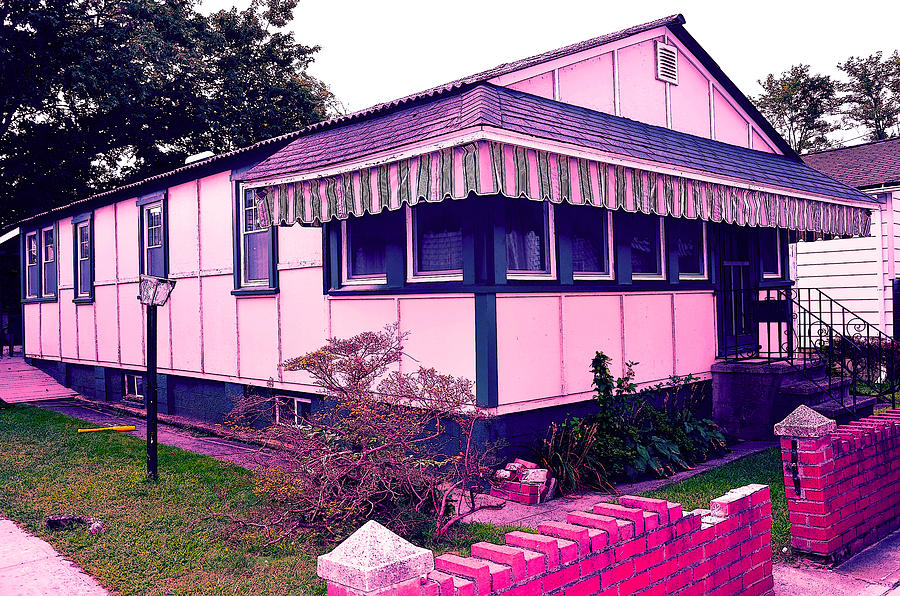 Rockaway Point Bungalow Pink and Blue Photograph by Maureen E Ritter