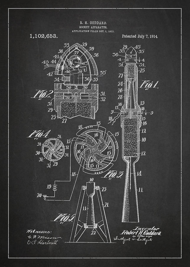 Vintage Digital Art - Rocket Apparatus Patent by Aged Pixel