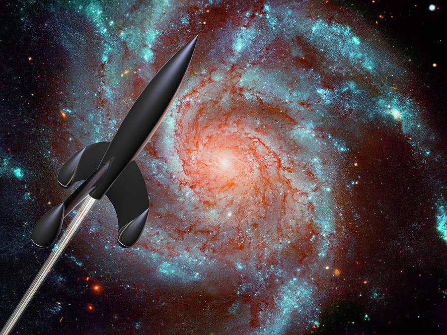 Rocket In Space, Conceptual Artwork Digital Art by Laguna Design