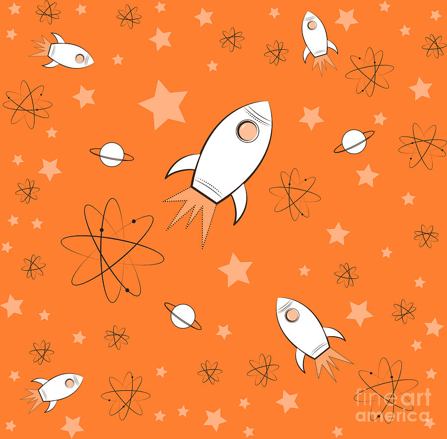 Rocket Science Orange Painting by Amy Kirkpatrick