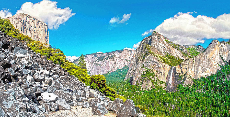 Yosemite National Park Digital Art - Rockfall Old Big Oak Flat Road by Steven Barrows